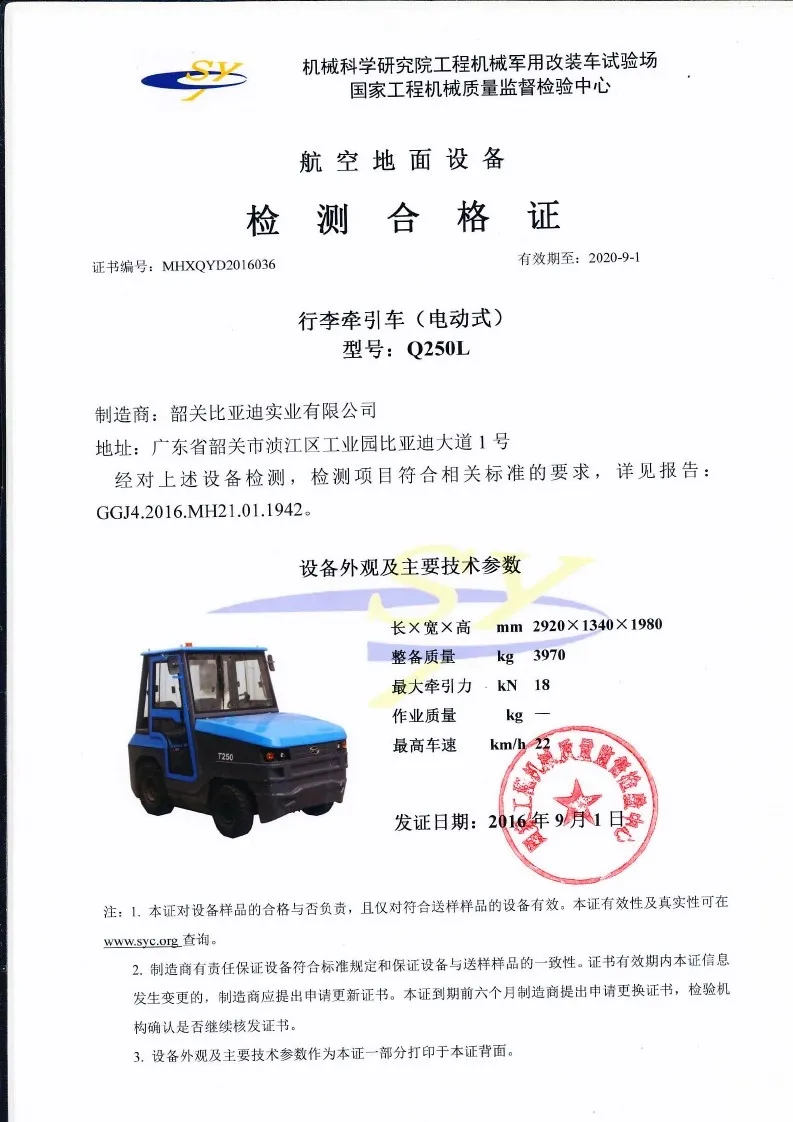 Certificado de aviação civil de trator Q250L(Figura2)
