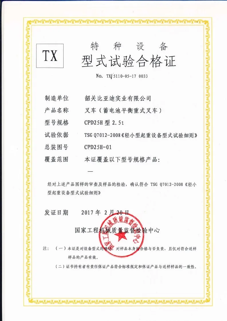 Certificado de prueba de tipo CPD25H(Figura1)