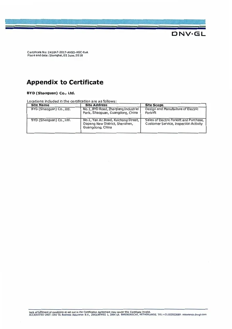 Certificat de système de gestion de la qualité - OHSAS18001 : 2007 (anglais)(Figure2)